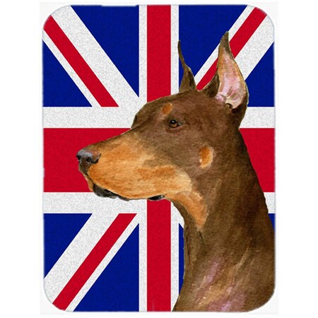 Skilledpower 7.75 x 9.25 In. Doberman With English Union Jack British Flag Mouse Pad, Hot Pad Or Trivet SK248067
